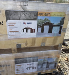 SDLANCH Triple Garage Metal Shed Building Kit 42×30 ft
