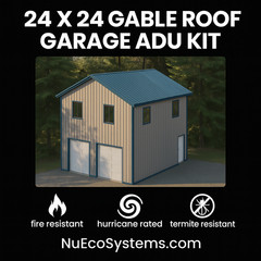 Affordable 22′ x 22′ Tall Lightweight Galvanized Steel Garage and Apartment Kit