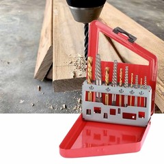 10 Pcs Drill Bit Screw Extractor Set Left Hand Titanium Plated Drill Bit Alloy