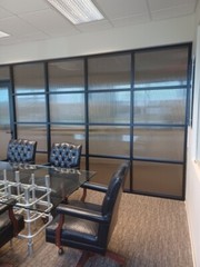 CGP Reeded Glass 3-Wall Partition System w/Door, 9′ x 12′ x 12′ x 9′, Black