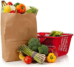 Large Paper Grocery Bags, 12X7X17 Kraft Brown Heavy Duty Barrel Sack 57 Lbs ,Gro