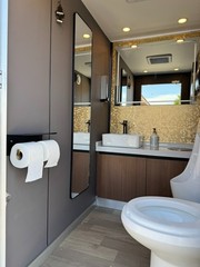 Portable Restroom Trailer 2 Station Luxury Bathroom Trailer Event Rental