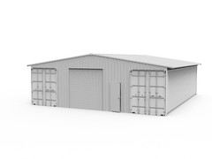 40 x 36FT Shipping Container Roof Kit Heavy Duty Steel Shelter with Roller Door