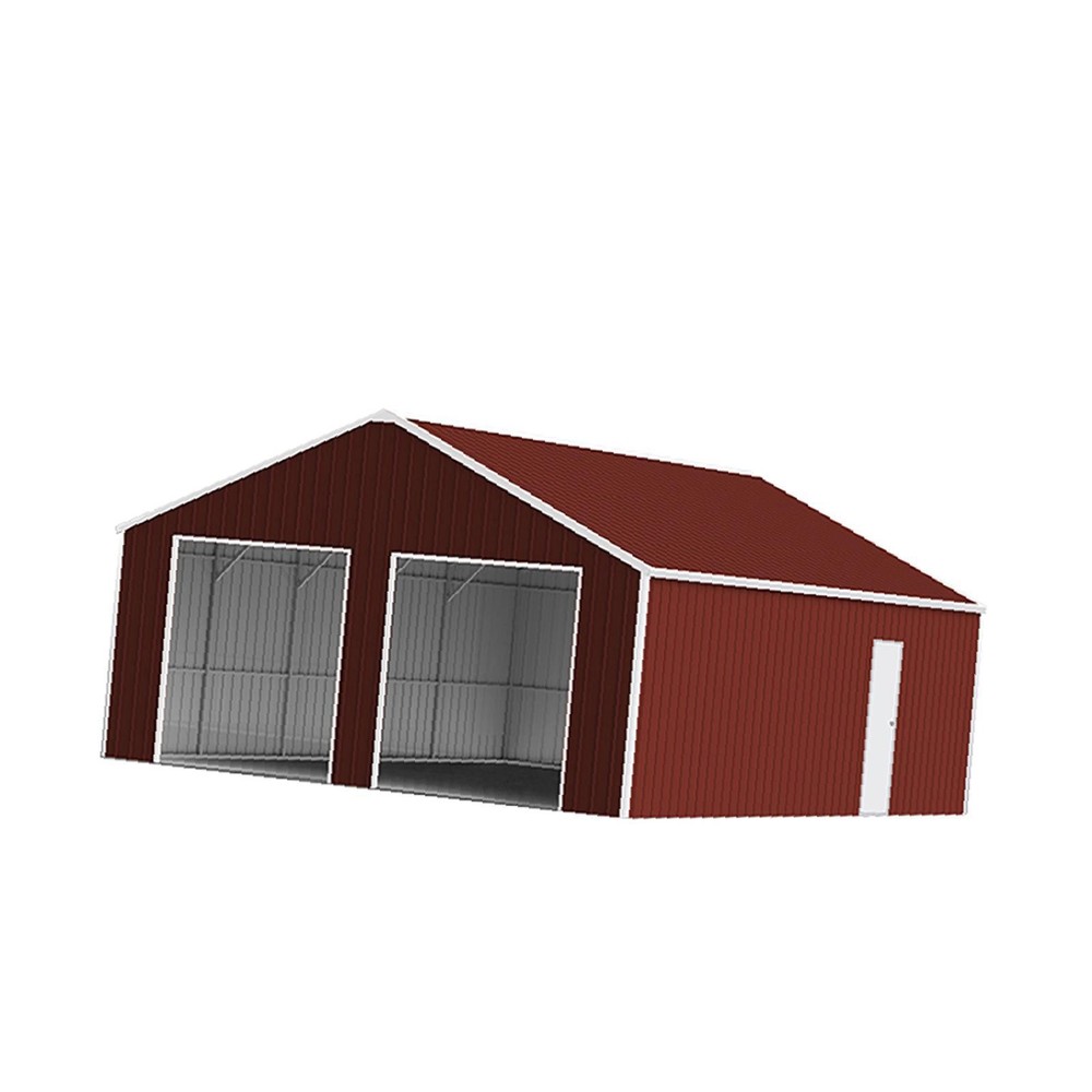 22FT x 23FT Steel Barn Shed – Double Garage Storage, Galvanized Structure,