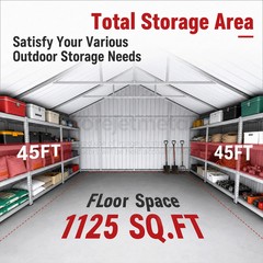45′ x 25′ x 14′ Outdoor Storage Shed Reinforced Steel Structure Barn Car Garage