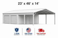 23x46FT Steel Garage Shed Building Metal Warehouse Storage w/ Roll Up Doors