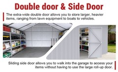 12’x20′ Prefabricated Steel Garage Shed,Heavy Duty Carport with Doors White KJ