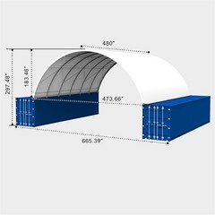 40×40 FT Shipping Container Canopy w/Galvanized Steel Frame & PVC Fabric Cover