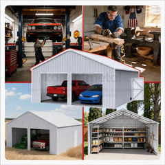 45′ x 25′ x 14′ Outdoor Storage Shed Reinforced Steel Structure Barn Car Garage