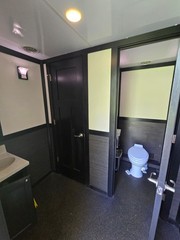 Portable Restroom Trailer, 2 women, 1 man stalls, 3 urinals, Internal Water Tank