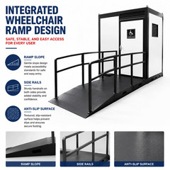 ADA Portable Restroom Handicap Accessible Toilet with Sink Light Vent Fan