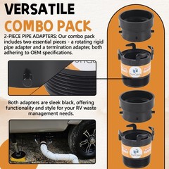 TonGass (2 x Combo Pack, Black) RV Sewer Pipe Adapter, 2 x Black