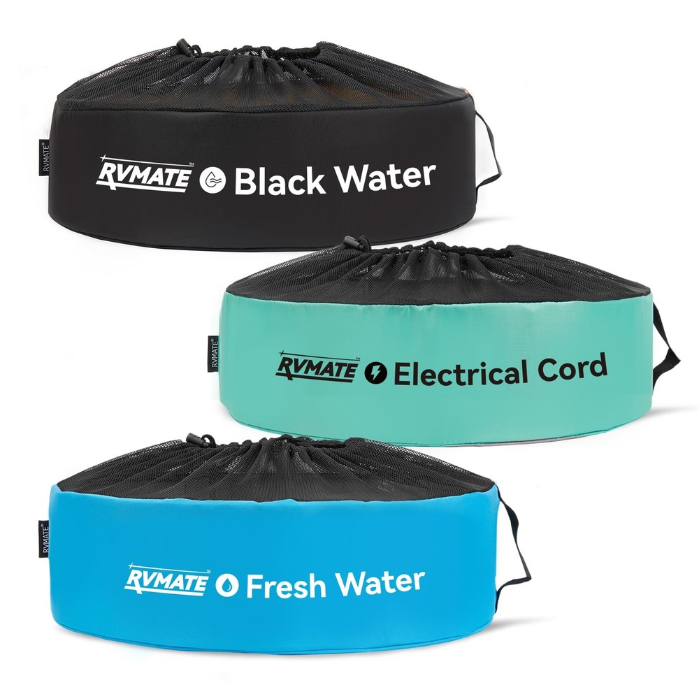 RVMATE RV Hose Bags 3 Pack, Waterproof Storage 3-bag set, Black,Blue,Green