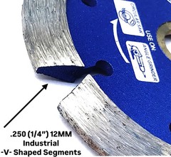 4″ -V- Crack Chaser Diamond Blade with .250″ Segment joint widening