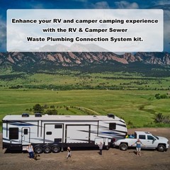 RULLINE RV and Camper Sewer Waste Plumbing Connection System 6PCS SET, Black