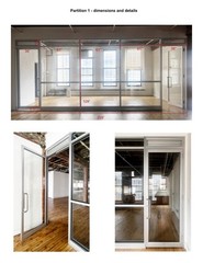 Office Partition/Glass Aluminum Walls w/Doors DEINSTALLATION & REMOVAL REQUIRED