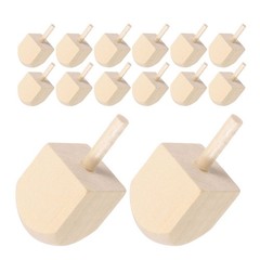 15Pcs Light Yellow Wooden Dreidels for Party Creative DIY Reusable Wood Toys