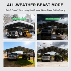 PABIMIA 20×30 FT Heavy-Duty Metal Carport, Outdoor Galvanized Steel Shelter