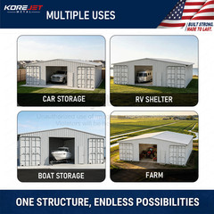 40 x 36FT Shipping Container Roof Kit Heavy Duty Steel Shelter with Roller Door