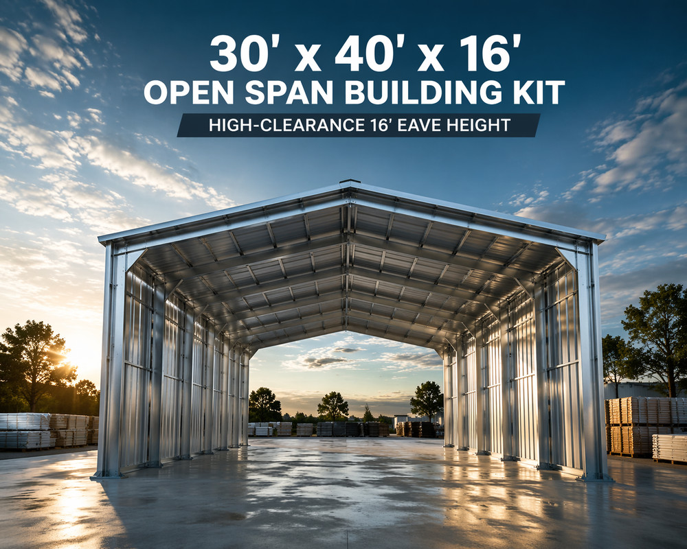 30x40x12 DuroSpan Steel Building Clear Span Prefabricated Garage Kit Snow Rated