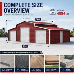 42x30x13ft Metal Garage Shed Outdoor Storage Heavy Duty Galvanized Steel Barn