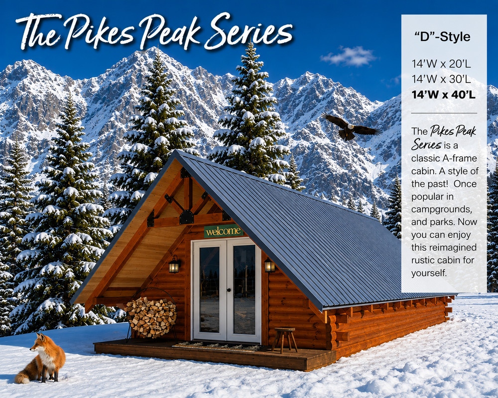 Log Cabin Kit 14′ x 40′ *** SHIPPING NATIONWIDE *** The Pikes Peak Series