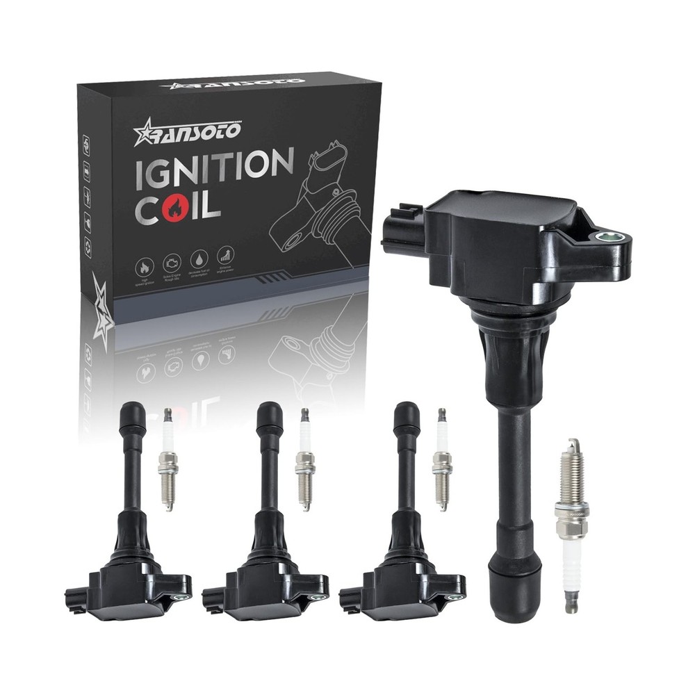 RANSOTO Ignition Coil Pack and Iridium Spark Plug Compatible with Nissan Alti…