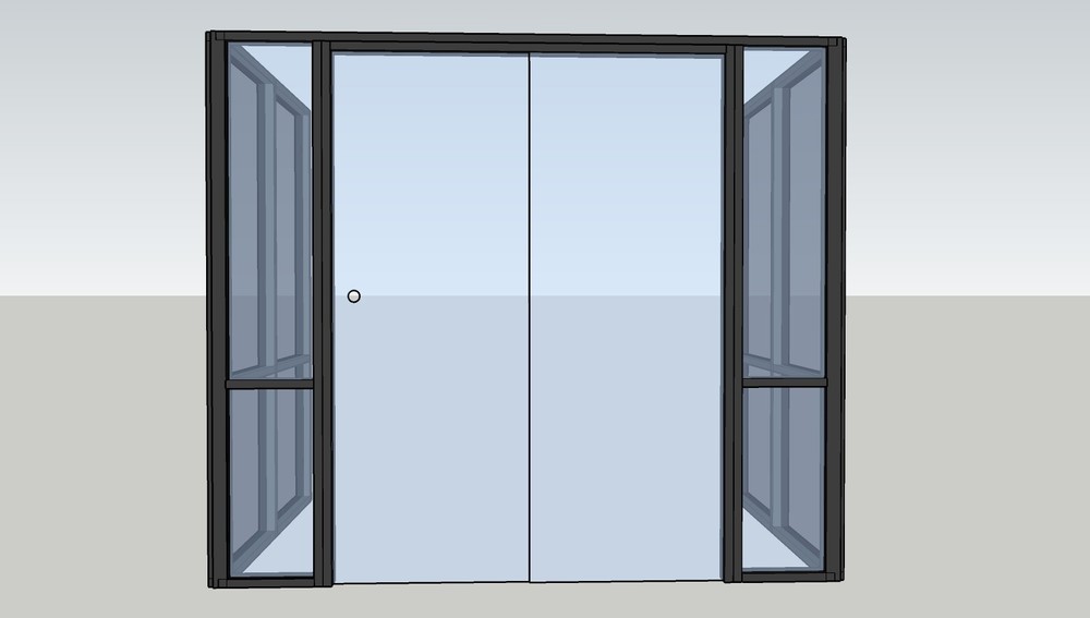 CGP Single-Slide Door System, Glass Aluminum 3-Wall 9’x6’x6’x8′, Black