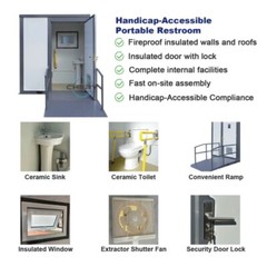Handicap-Accessible Portable Restroom w/ Bowl & Sink Mobile Toilet for Disabled