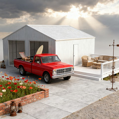33×25 FT Metal Garage Barn Reinforced Steel Structure w/ Dual Doors Storage Shed