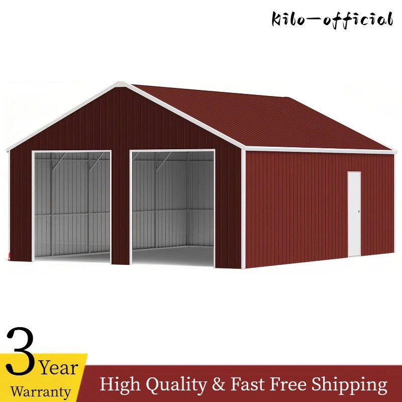 22’x23′ Outdoor Barn Shed Metal Garage Heavy Duty Galvanized Steel Storage Shed