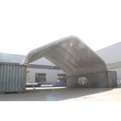 40’x40’x15′ Double Truss Peak Container Canopy Shelter 22oz PVC Canopy Shelter