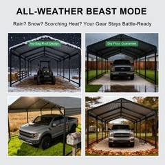 PABIMIA 12×20 FT Heavy-Duty Metal Carport, Outdoor Galvanized Steel Shelter