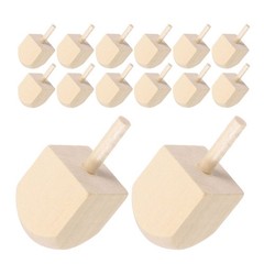 15 Pcs Wood Craft Dreidels Unpainted Wooden Tops Hanukkah Spinning