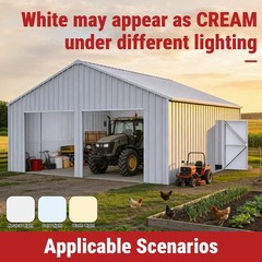 22FT x 23FT Double Garage Steel Barn Shed Cream Heavy Duty Metal Garage Shed