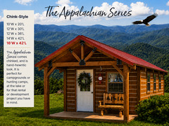 Log Cabin Kit 16′ x 42′ *** SHIPPING NATIONWIDE *** The Appalachian Series