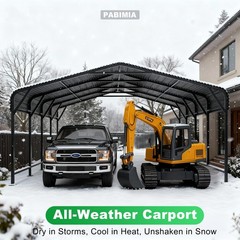 PABIMIA 20×20 FT Heavy-Duty Metal Carport, Outdoor Galvanized Steel Shelter