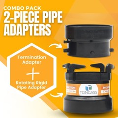 TonGass (Combo Pack) RV Sewer Hose Fitting Adapter Not Threaded Port, Black