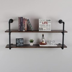 MBQQ Industrial Retro Pipe Shelf 48in 2 Tier Wall Mounted,Rustic Floating Shelve