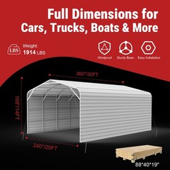 20x30ft Heavy Duty Metal Garage Carport Vehicle Shelter Storage