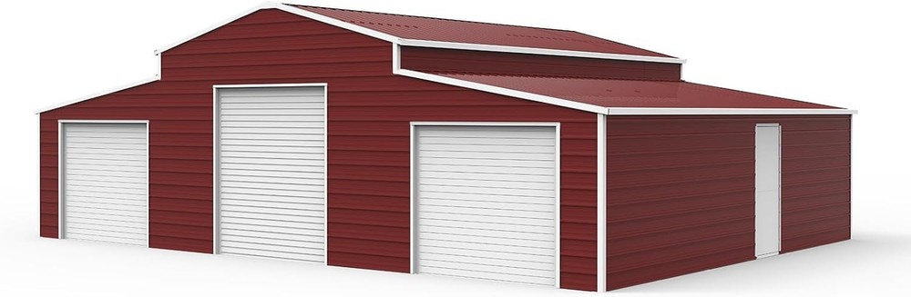 42’x30’x13′ Metal Garage Shed Barn Outdoor Storage Shed Galvanized Steel Red