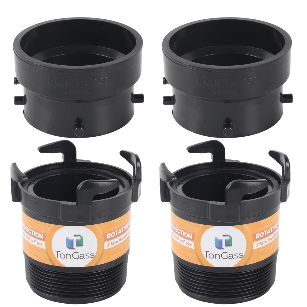 TonGass (2 x Combo Pack, Black) RV Sewer Pipe Adapter, 2 x Black