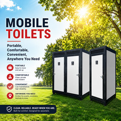 Portable Outdoor Toilet Cabin Mobile Restroom Single Stall with Sink & Vent Fan