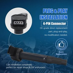 Set of 6 UF487 Ignition Coil Pack 6619 Double Iridium Spark Plug Fit for Toyo…