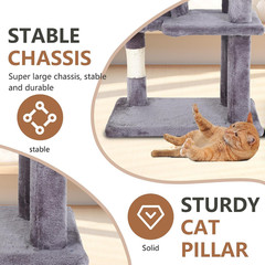 | 36″ Cat Tree Tower | Light Gray | Multi-Level Indoor Activity Center with Sisa