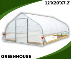 12’x20’x7.2′ Tunnel Greenhouse 6 mil Clear EVA Plastic Film/ Peak Ceiling Roof