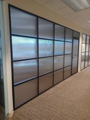 CGP Reeded Glass 3-Wall Partition System w/Door, 9′ x 11′ x 11′ x 9′, Black