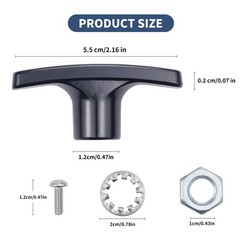 Bolaxin 2 PCS Metal RV Waste Valve Handle Kits, with 4 Nuts 2 Screws 2 Black