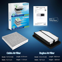 Cabin & Engine Air Filter Kit, CF10134 & CA10165, Lab Certified MERV 13, Pre-Oil