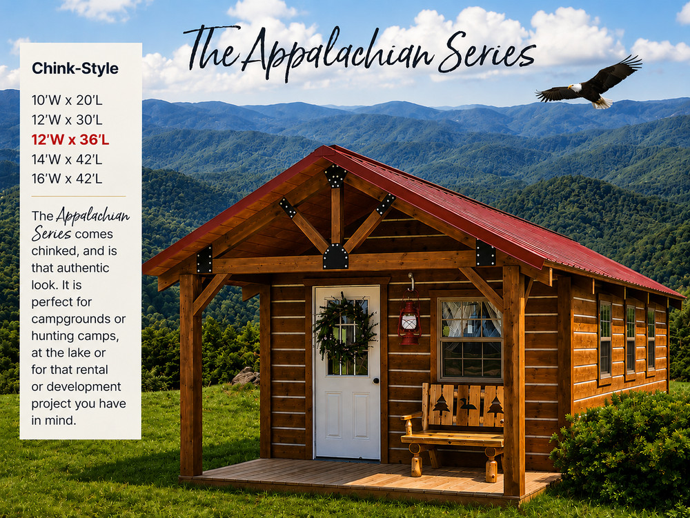 Log Cabin Kit 12′ x 36′ *** SHIPPING NATIONWIDE *** The Appalachian Series